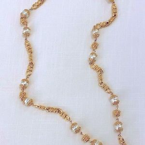 St. John Vintage Faux Pearl Station Necklace